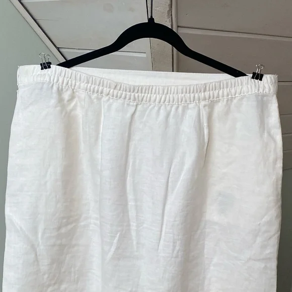 L.L. Bean Linen Classic Fit Straight Midi Skirt Size 18 Reg White A Line Basic - Picture 7 of 16